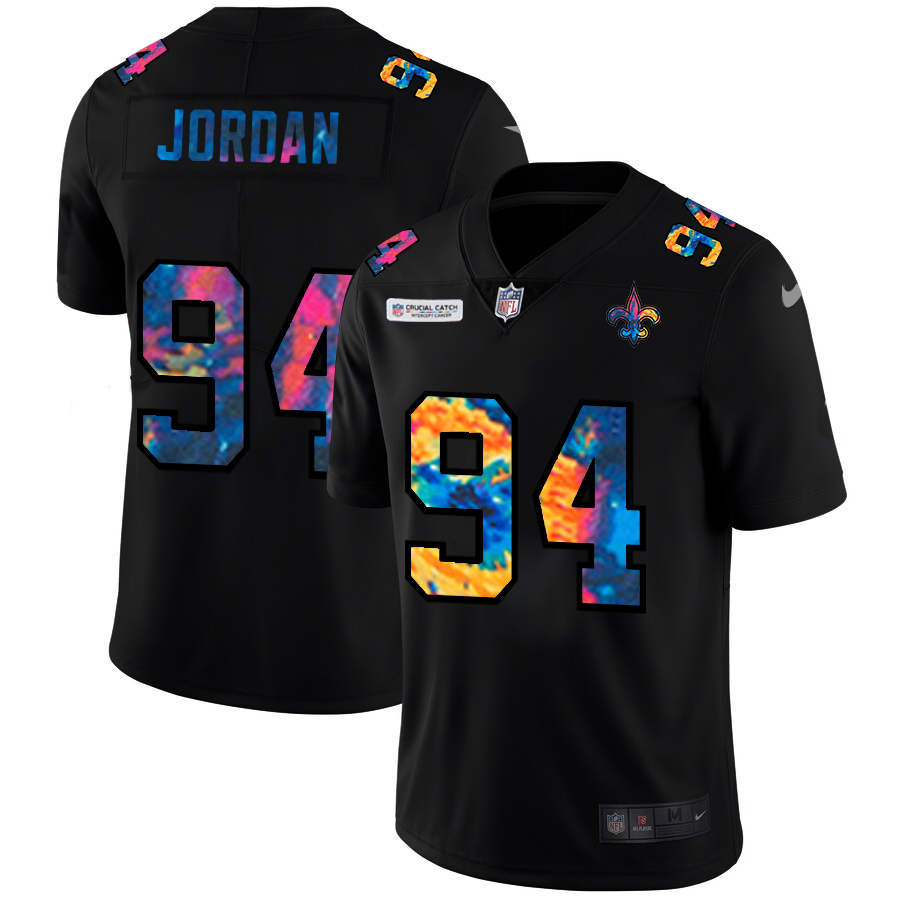 NFL New Orleans Saints #94 Cameron Jordan Men Nike MultiColor Black 2020 Crucial Catch Vapor Untouchable Limited Jersey->new orleans saints->NFL Jersey